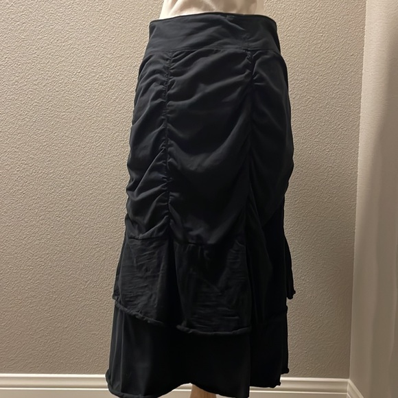 Boho lagenlook tiered long skirt in black slub Pima stretch cotton Neon Buddha - Picture 2 of 3